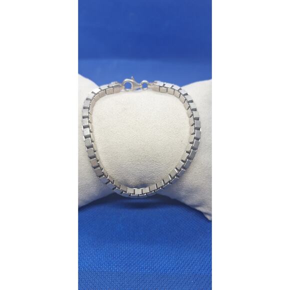925 Sterling Silver 4.5 mm Heavy Box Chain Bracelet- Nickel Free- Italy- 8" - Picture 1 of 5